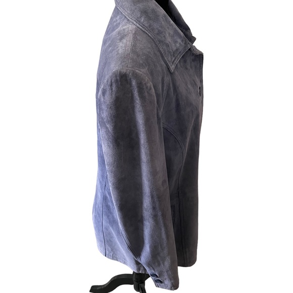 Women’s Leather Blue Button Down Jacket Size Large…Discontinued! - Picture 4 of 13